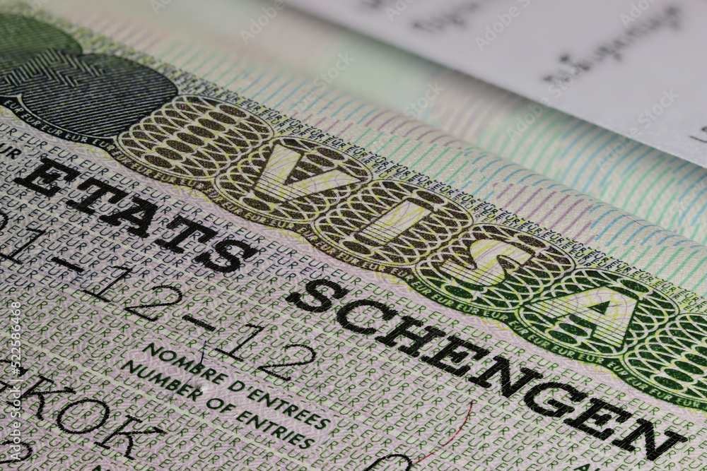 Schengen States visa in passport