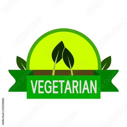 Vegetarian vector icon, farm fresh and natural product sticker and badge for food market and restaurants, nonviolent and healthy food, healthy life and premium quality food