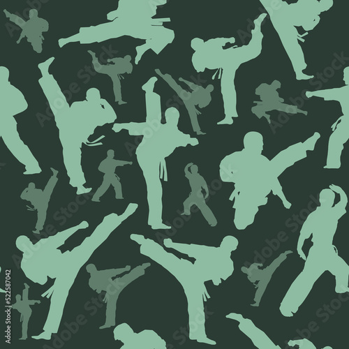 Cool Seamless Texture Pattern MMA, karate for print on t-shirts, rashguard. Vector, EPS.