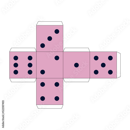 Paper template for game dice, vector