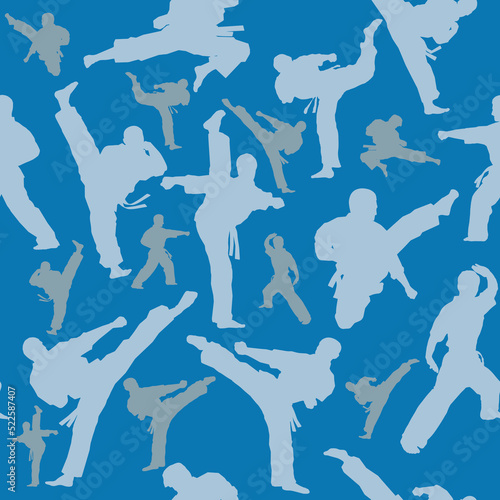Cool Seamless Texture Pattern MMA, karate for print on t-shirts, rashguard. Vector, EPS.
