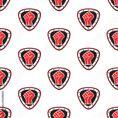 Seamless Texture Pattern MMA logo fist presswall. Vector, EPS.