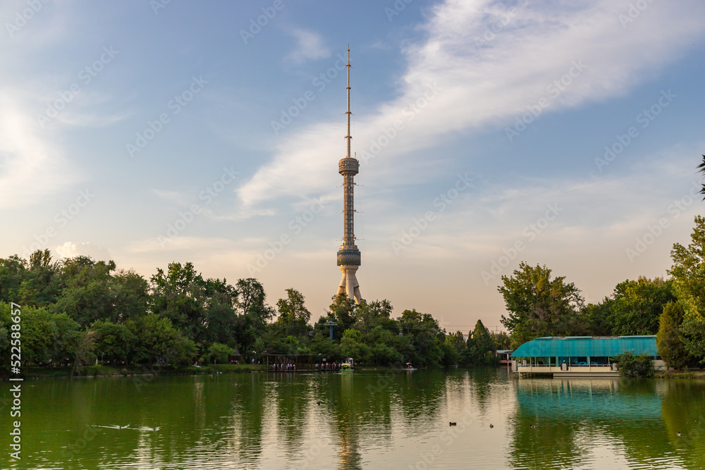 Fototapeta premium The Tashkent Television TV Tower or Toshkent Teleminorasi is a 375 metre high tower located in Tashkent city, Uzbekistan