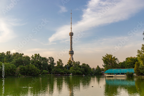 The Tashkent Television TV Tower or Toshkent Teleminorasi is a 375 metre high tower located in Tashkent city, Uzbekistan © umike_foto