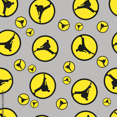 Seamless Texture Pattern Karate Fighter presswall. Vector, EPS.