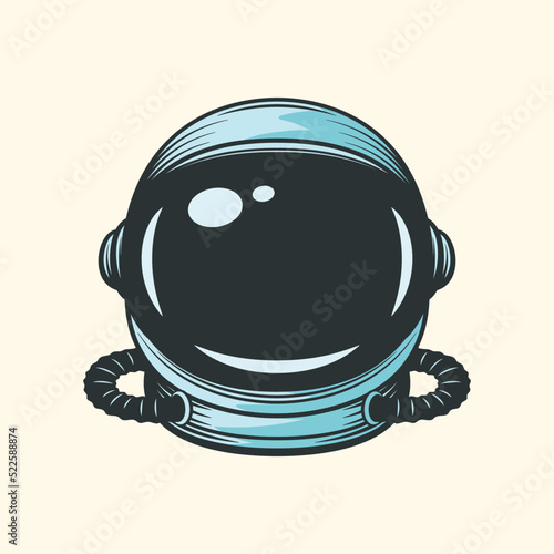 Vector Astronaut Helmet, Cosmonaut Mask for Space Exploration. Suit Part for Spaceman Head Protection. Space Helmet Design Template