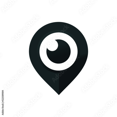 See location. Map pin point with eye icon. Illustration vector