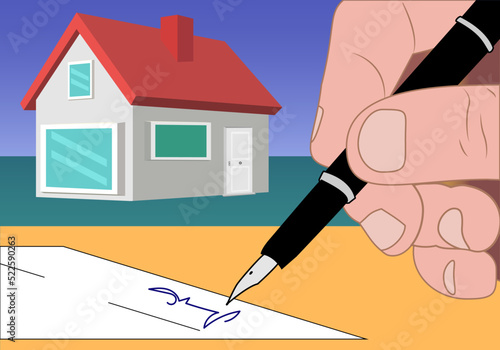 Firma de la hipoteca de una casa o vivienda. Compraventa de una vivienda