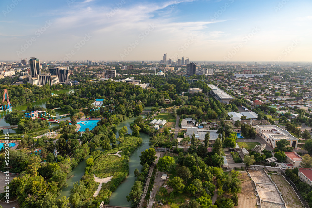 Aerial view of the skyline of Tashkent, Uzbekistan during the day