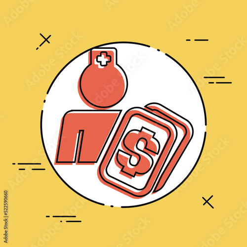 Vector illustration of single isolated medical cost icon