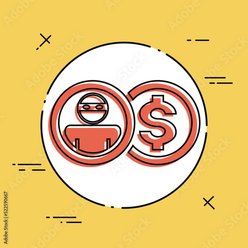 Vector illustration of single isolated thief icon