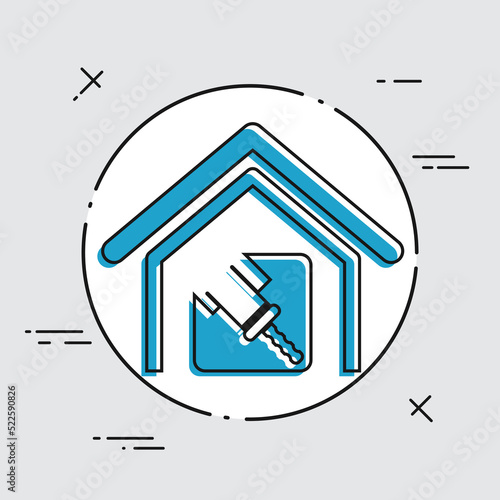 Vector illustration of single house paint icon