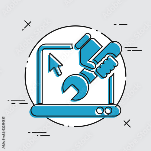 Vector illustration of single isolated Pc repair icon