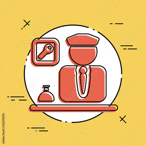 Vector illustration of single isolated hotel icon
