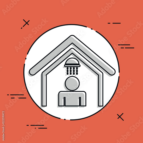 Vector illustration of single isolated home shower icon