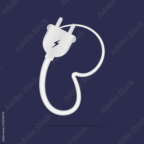 P letter logo electric power plug. İsolated vector typeface for power design, application logo, energy identity, charging things etc.