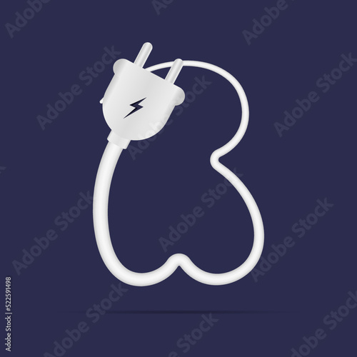 R letter logo electric power plug. İsolated vector typeface for power design, application logo, energy identity, charging things etc.