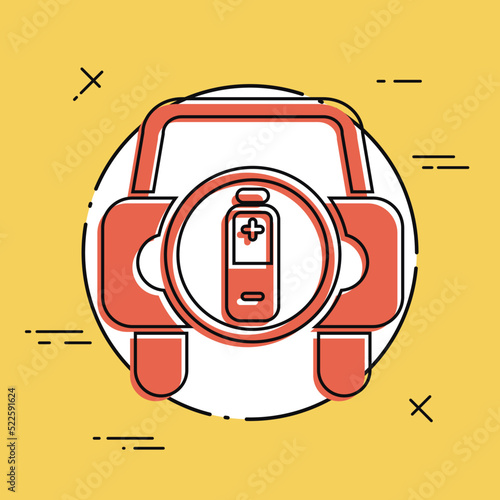 Vector illustration of single isolated car battery icon