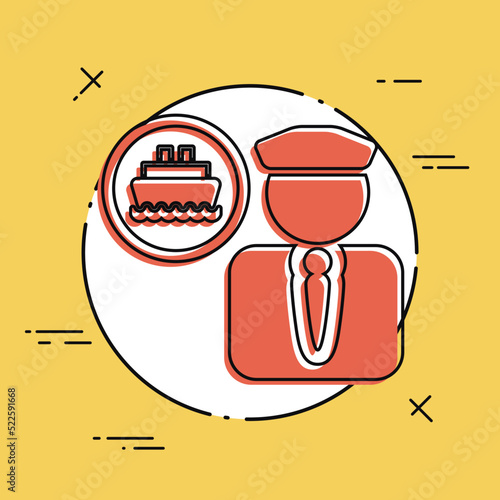 Vector illustration of single isolated boat capitan icon