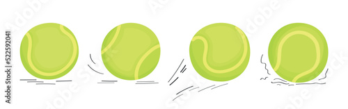 Collection of tennis balls drawn in flat vector. Set of sports equipment illustrations.