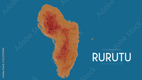 Topographic map of Rurutu, Austral archipelago, French Polynesia, Pacific Ocean. Vector detailed elevation map of island. Geographic elegant landscape outline poster. photo