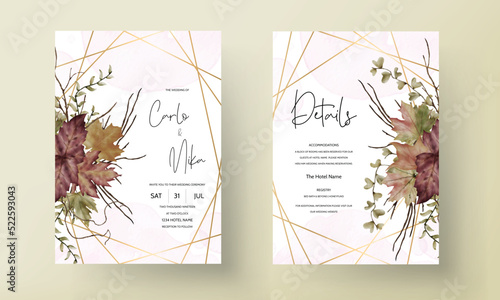 Watercolor boho floral wedding invitation card