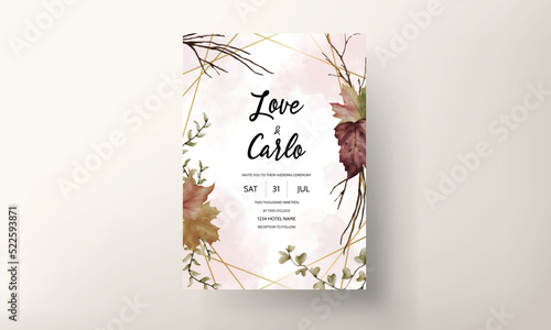 Watercolor boho floral wedding invitation card