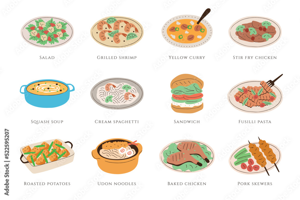 set of icons for food