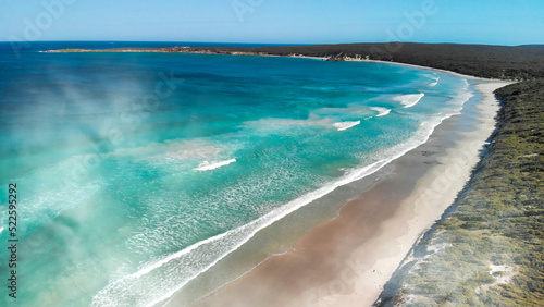 Pennington Bay in Kangaroo Island. Amazing aerial view of coastline from drone on a sunny day © jovannig