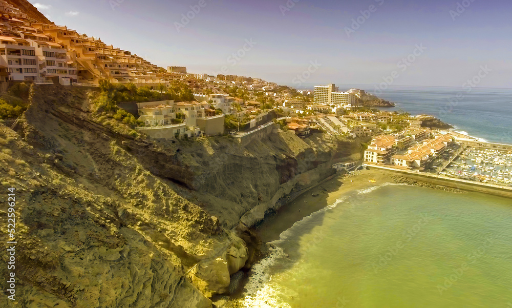 Drone viewpoint of beautiful Tenerife coastline, Spain.