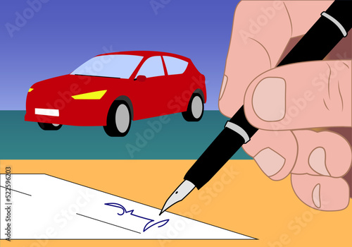 Firma de un  crédito para comprar un automóvil o coche