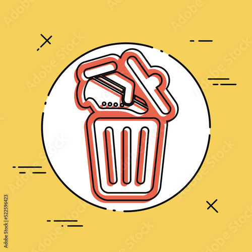 Shoes on trash bin