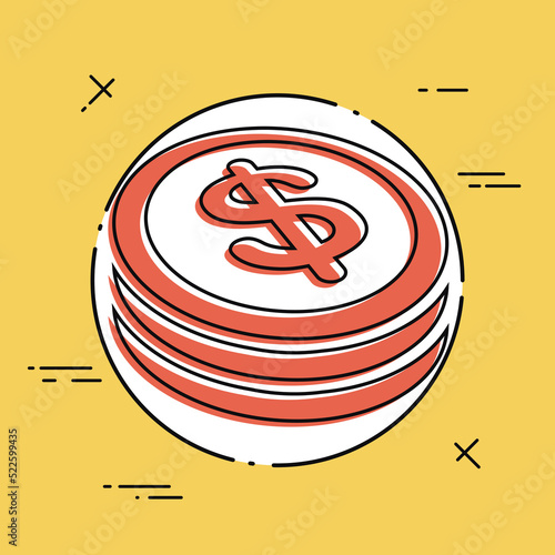 Dollar coin flat icon