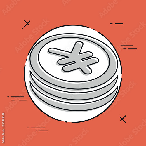 Yen coin flat icon