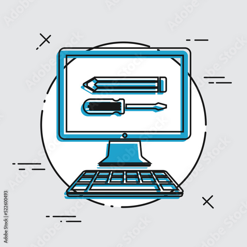 Custom assistance web services - Vector icon
