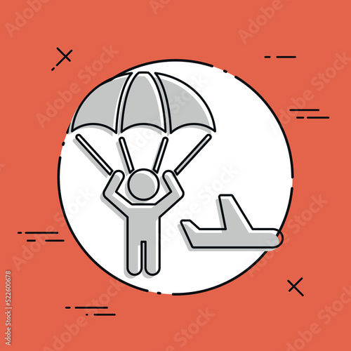 Parachuting concept - Minimal vector icon