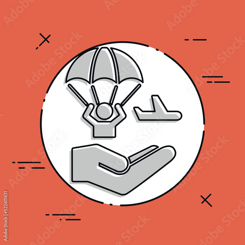 Parachutist jumping from the airplane - Minimal icon