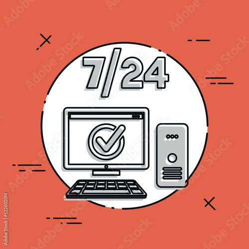 Full time computer assistance - Vector web icon