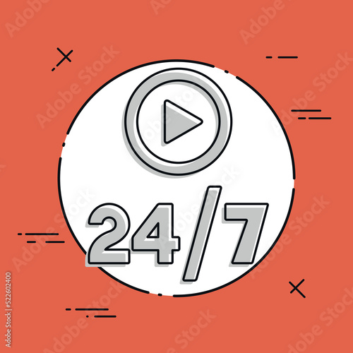 Steady multimedia services 24/7 - Vector web icon