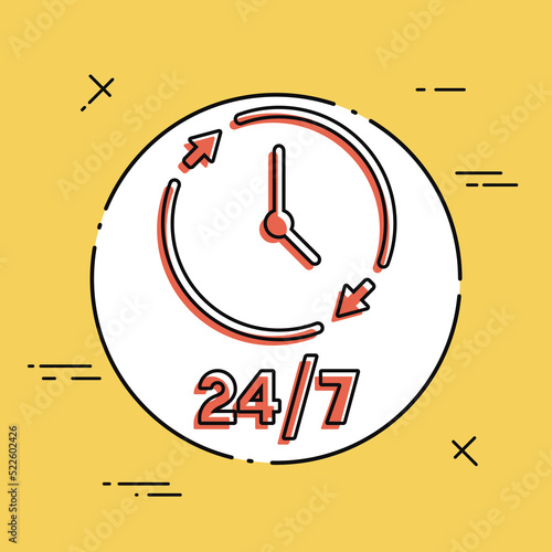 24/7 steady concept symbol - Vector web icon