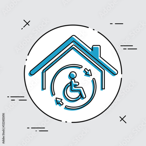 Residential handicap full assistance - Vector web icon