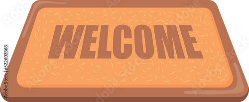 Welcome carpet. Doormat icon. Wool cartoon rug