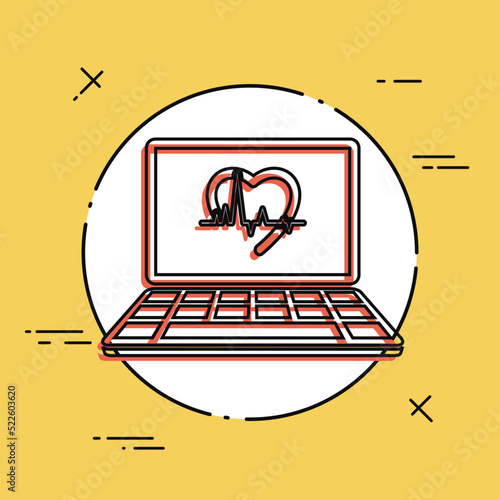 Medical instrument - Computer application for healtcare - vector flat icon