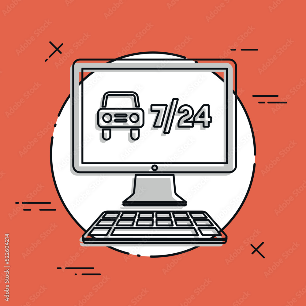 7/24 automotive web services - Vector flat icon 7/24 automotive web services - Vector flat icon