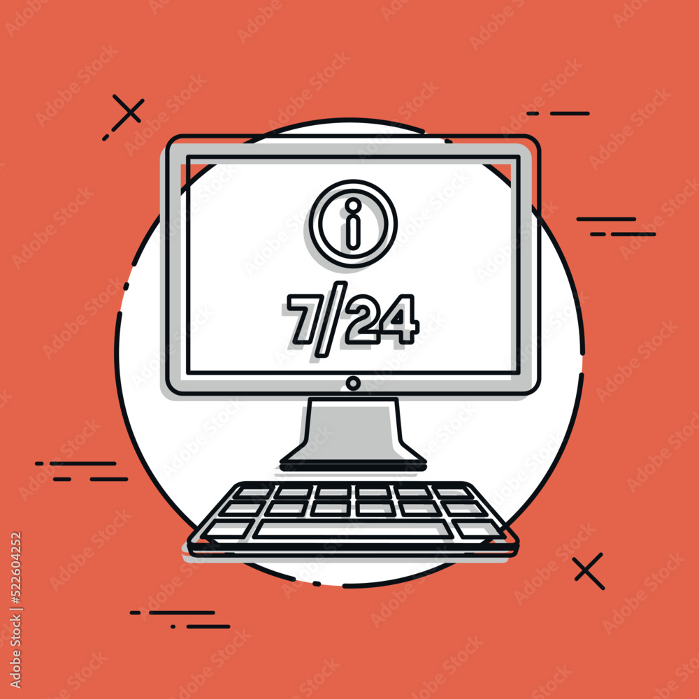 Online info 7/24 - Vector flat icon Online info 7/24 - Vector flat icon
