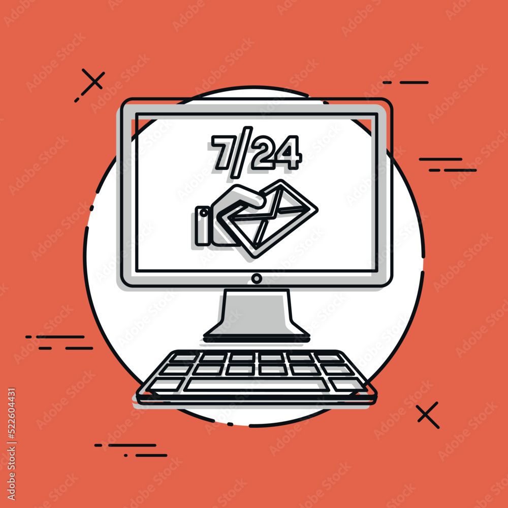 Daily full time mail service - Vector flat icon Daily full time mail service - Vector flat icon