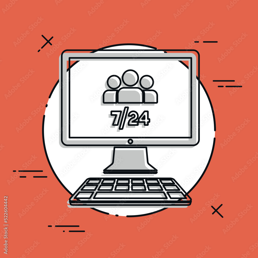 7/24 web team - Vector flat icon 7/24 web team - Vector flat icon