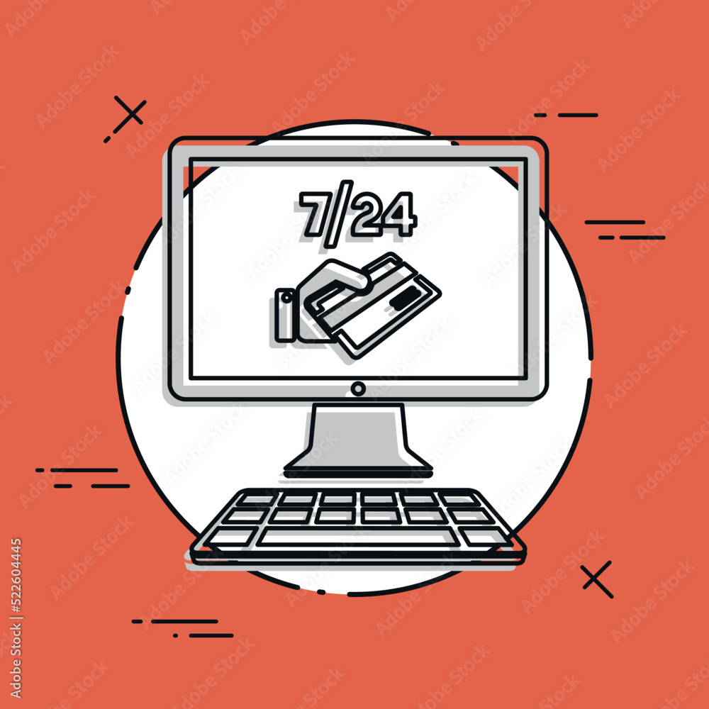 Credit card payment online 7/24 - Vector flat icon Credit card payment online 7/24 - Vector flat icon