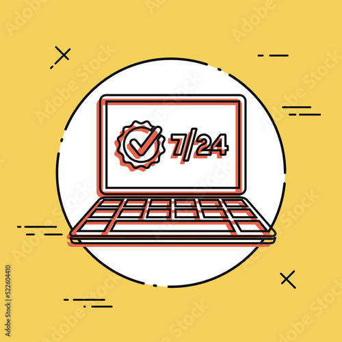 Full time 7/24 computer service - Vector flat icon