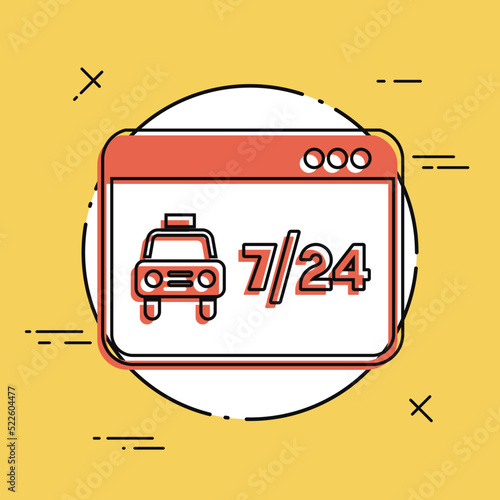 Web taxi service - 7/24 - Vector flat icon